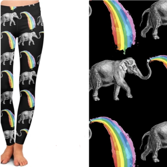 Pride Elephants black leggings TC2 size 22-26 - Picture 1 of 3